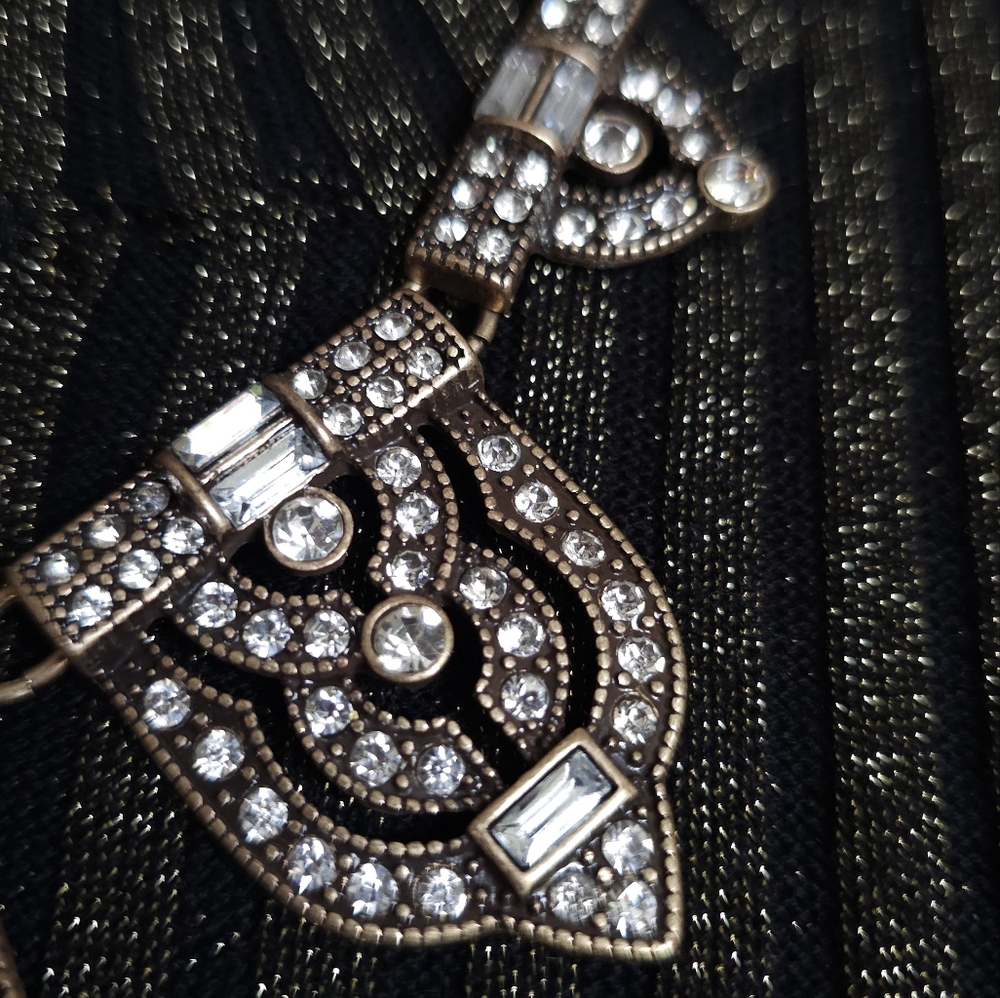 Ben-Amun Deco Style Necklace. Art Deco Necklace. Deco Wedding Jewelry. - Picture 6 of 11